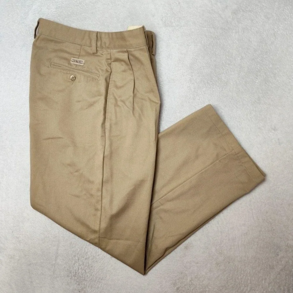 Vintage Polo Ralph Lauren Pants Mens 30x28 Beige Chino Pleated Straight Classic
